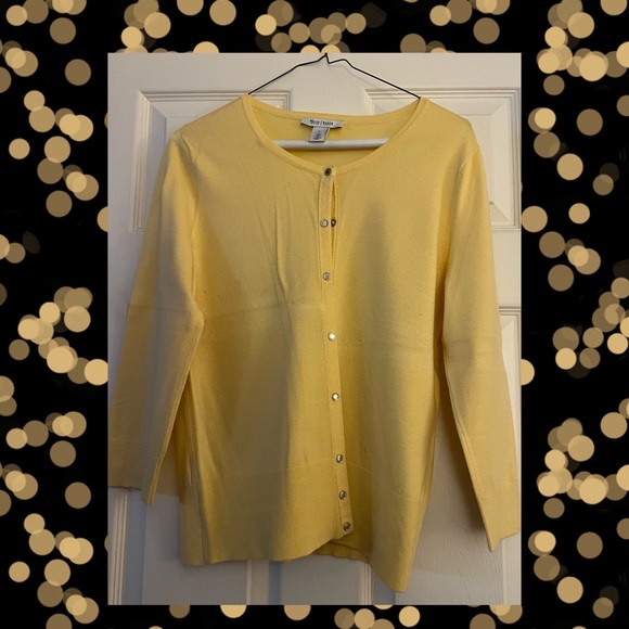 White House Black Market Sweaters - WHITE HOUSE BLACK MARKET Yellow Button Down Cardigan Sweater